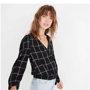 Madewell Plaid Wrap Top